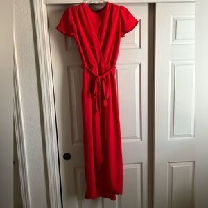 Fraiche by J Faux Wrap High-Low Dress